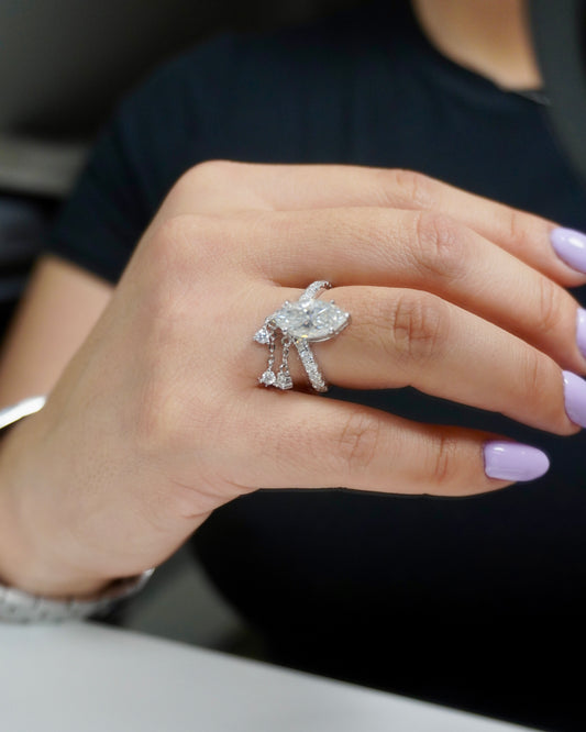 Marquise Cut Moissanite Dangling Ring