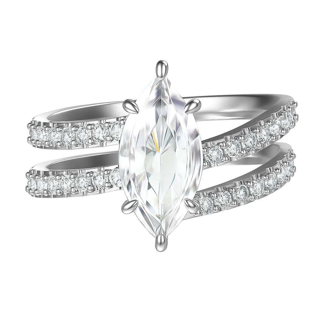 Marquise Cut Moissanite Wrap Ring