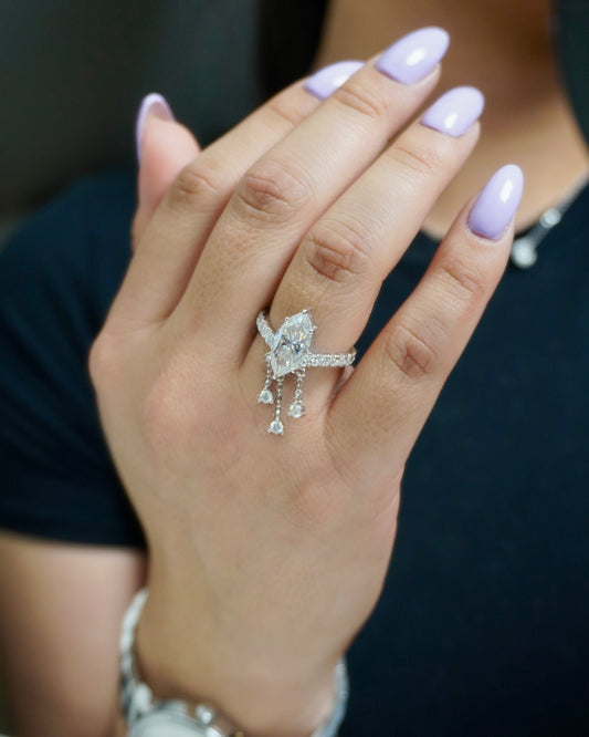 Marquise Cut Moissanite Dangling Ring