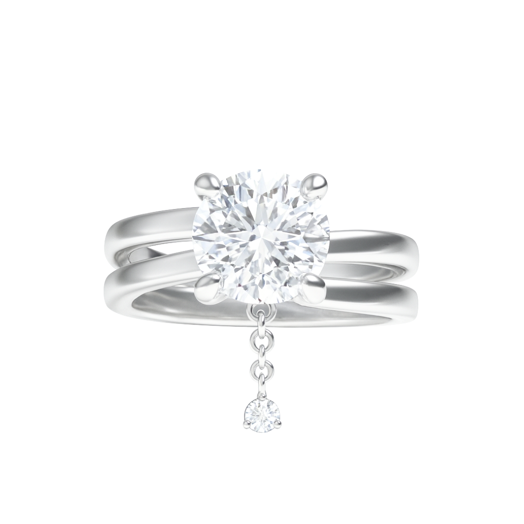 Round Cut Moissanite Dangling Ring